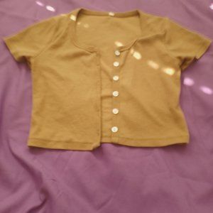 Y2K Light Brown Cropped Cardigan S/M